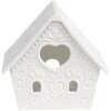 Clayre & Eef 6CE1740 Держатель для чайной лампы Дом фарфоровый белый 9x7x8 см