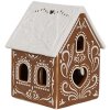 Clayre & Eef 6CE1742 Держатель для чайной лампы Дом коричневый белый 7x8x9 см фарфор