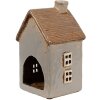 Clayre & Eef 6CE1890 Держатель для чайной лампы Дом керамический серо-коричневый 9x9x16 см