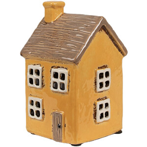 Clayre & Eef 6CE1891 Держатель для чайной лампы Дом керамический желтый 9x9x15 см Стиль кантри