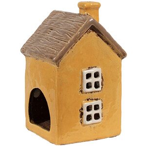 Clayre & Eef 6CE1891 Держатель для чайной лампы Дом керамический желтый 9x9x15 см Стиль кантри