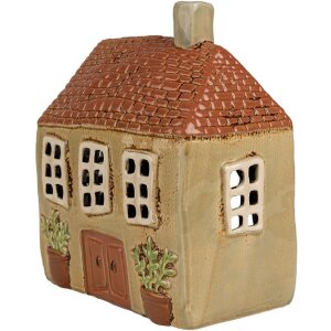 Clayre & Eef 6CE1896 Держатель для чайной лампы Дом керамический зеленый оранжевый 17x10x19 см