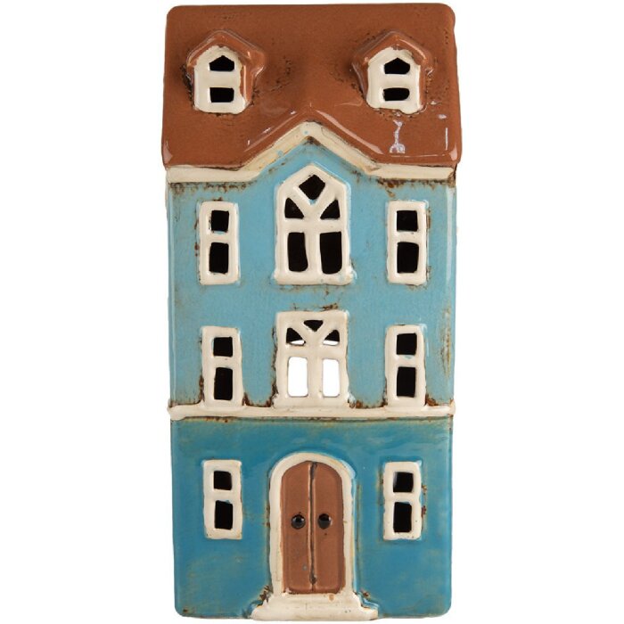 Clayre & Eef 6CE1915 Держатель для чайной лампы House Blue Brown 11x9x22 см