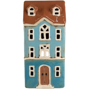 Clayre & Eef 6CE1915 Держатель для чайной лампы House Blue Brown 11x9x22 см