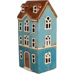 Clayre & Eef 6CE1915 Держатель для чайной лампы House Blue Brown 11x9x22 см