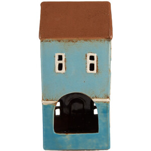 Clayre & Eef 6CE1915 Держатель для чайной лампы House Blue Brown 11x9x22 см