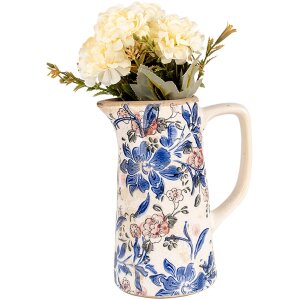 Clayre & Eef 6CE1923M Декоративный кувшин с цветочным узором 16x11x20 см