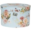 Clayre & Eef 66006 Шляпная коробка Набор из 3 синих цветочных дизайнов Ø 24/22/21 см