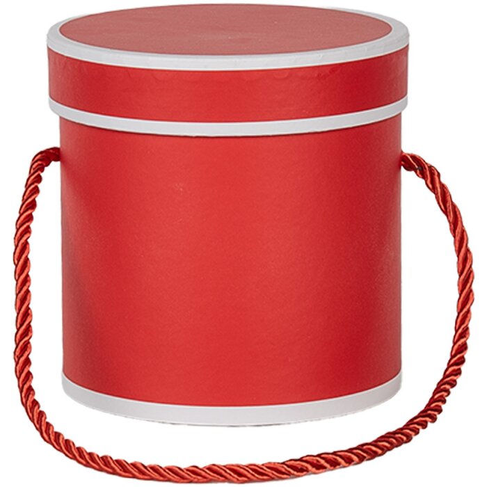Подарункова коробка Clayre & Eef 66009R Кругла червона Ø 12x12 см Картонна коробка з ручкою для перенесення
