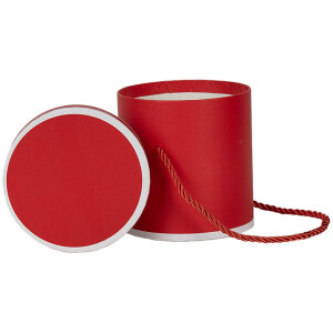Подарункова коробка Clayre & Eef 66009R Кругла червона Ø 12x12 см Картонна коробка з ручкою для перенесення