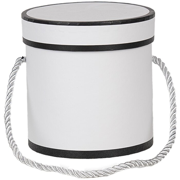 Подарункова коробка Clayre & Eef 66009W Біла кругла Ø 12x12 см Картонна коробка з ручкою