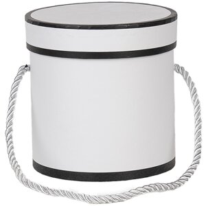Подарункова коробка Clayre & Eef 66009W Біла кругла Ø 12x12 см Картонна коробка з ручкою