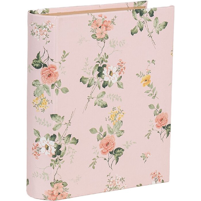 Clayre & Eef 66013P Шкатулка книжкова форма рожева квіткова 17x14x5 см