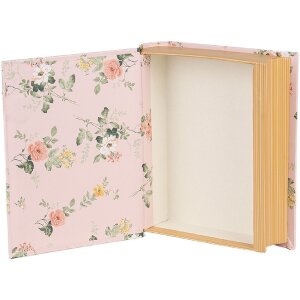 Clayre & Eef 66013P Шкатулка книжкова форма рожева квіткова 17x14x5 см