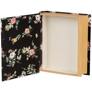 Clayre & Eef 66013Z Шкатулка книжкова форма Квіти чорна 17x14x5 см