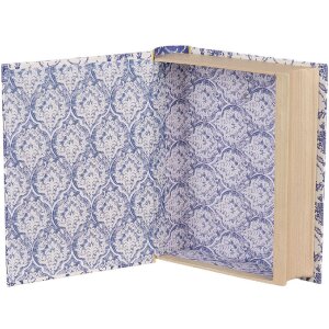 Clayre & Eef 66016 Коробка книжкова форма біло-блакитна 17x14x5 см Ретро-вінтаж
