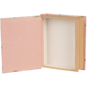 Clayre & Eef 66018 Шкатулка книжкова форма Рожеві квіти 17x14x5 см