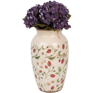 Clayre & Eef 6CE1942S Ваза керамическая бежево-красная Ø 16x27 см Стиль кантри