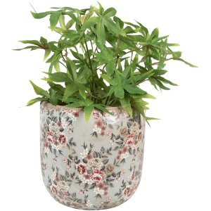Горщик для квітів Clayre & Eef 6CE1966XL Керамічний сіро-рожевий Квіти Ø 19x18 см