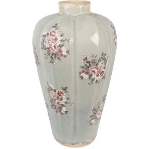 Ваза Clayre & Eef 6CE1970S Сіро-рожева Ø17x28 см Керамічний кантрі-стиль