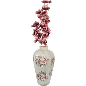 Ваза Clayre & Eef 6CE1970S Сіро-рожева Ø17x28 см Керамічний кантрі-стиль