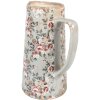 Clayre & Eef 6CE1971L Декоративный кувшин керамический серо-розовые цветы 21x14x26 см