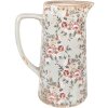 Clayre & Eef 6CE1971L Декоративный кувшин керамический серо-розовые цветы 21x14x26 см