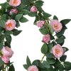 Гірлянда зі штучних троянд Clayre & Eef 6PL0323 рожево-зелена 14x14x180 см