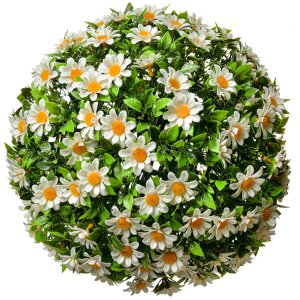 Clayre & Eef 6PL0324L Декоративна куля штучна квітка маргаритка біло-зелена Ø 30 см