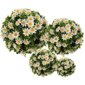 Clayre & Eef 6PL0324L Декоративна куля штучна квітка маргаритка біло-зелена Ø 30 см