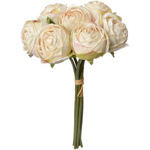 Clayre & Eef 6PL0336W Букет искусственных цветов 7 роз белый 16x14x34 см