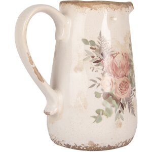 Clayre & Eef 6CE1979M Декоративный кувшин Бежево-розовый 17x12x18 см Стиль кантри