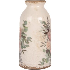 Ваза Clayre & Eef 6CE1980M Ваза керамічна квітковий дизайн бежево-рожева Ø 8x16 см