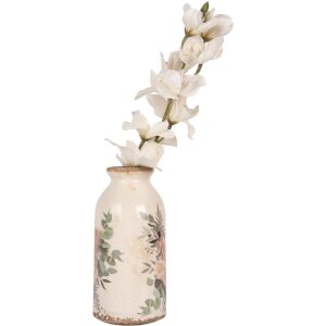 Ваза Clayre & Eef 6CE1980M Ваза керамічна квітковий дизайн бежево-рожева Ø 8x16 см