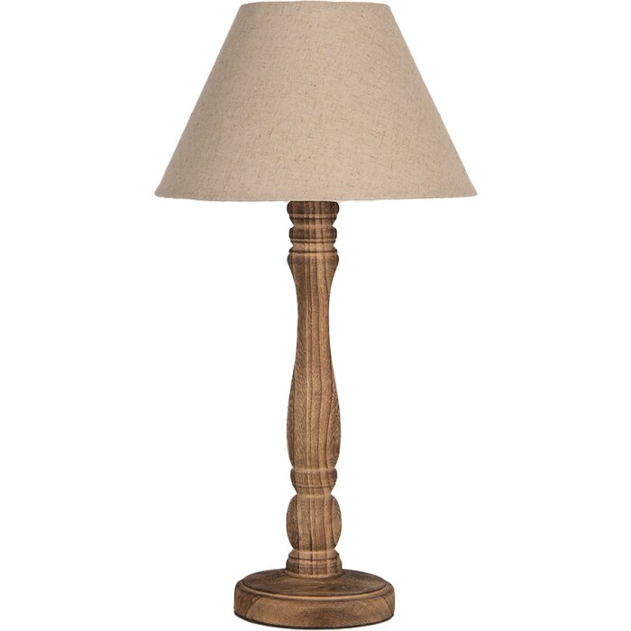 Настільна лампа Clayre & Eef 6LMC0105 Wood Textile Brown Beige Ø26x50 см E27/max 40W