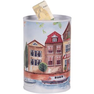 Clayre & Eef 6BL0158 Коробка для денег Домики-лодочки Ø 10x15 см