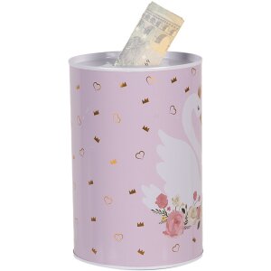 Скарбничка Clayre & Eef 6BL0165 Рожево-біла Ø 10x15 см Романтичний мотив лебедя