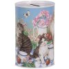 Clayre & Eef 6BL0167 Шкатулка для денег с изображением кошки Ø 8x13 см в стиле кантри