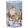 Clayre & Eef 6BL0167 Шкатулка для денег с изображением кошки Ø 8x13 см в стиле кантри