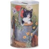 Clayre & Eef 6BL0168 Шкатулка для денег с изображением кошки Ø 8x13 см в стиле кантри