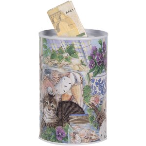 Скарбничка Clayre & Eef 6BL0169 Скарбничка в стилі кантрі, мотив кота Ø 8x13 см