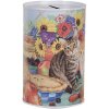 Clayre & Eef 6BL0170 Шкатулка для денег с изображением кошки Ø 8x13 см в стиле кантри