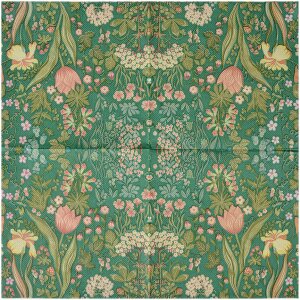 Clayre & Eef 73070 Бумажные салфетки зеленые цветочные 33x33 см 20 шт.