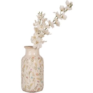 Clayre & Eef Ваза 6CE1931M Бежево-розовая керамика в стиле кантри Ø 14x26 см