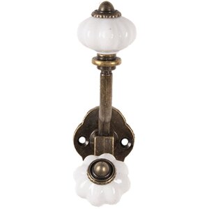 Настінний гачок Clayre & Eef 6Y5724 Коричневий білий залізний 4x9x13 см в античному стилі