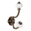 Настінний гачок Clayre & Eef 6Y5724 Коричневий білий залізний 4x9x13 см в античному стилі