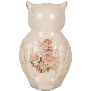 Clayre & Eef 6CE1961L Декоративна сова керамічна бежево-рожева 13x12x22 см