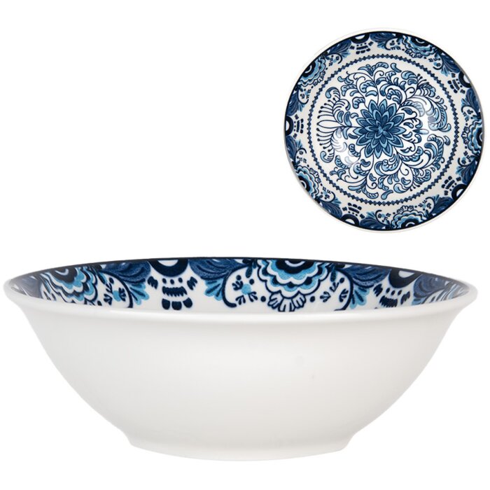 Супниця Clayre & Eef 6CEBO0166 White Blue Ø 16x5 см 350 мл Керамічна
