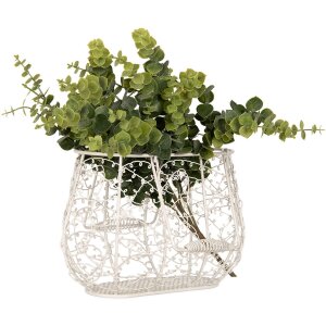 Кошик Clayre & Eef 6Y5711 Білий залізний 24x14x16/28 см в стилі кантрі