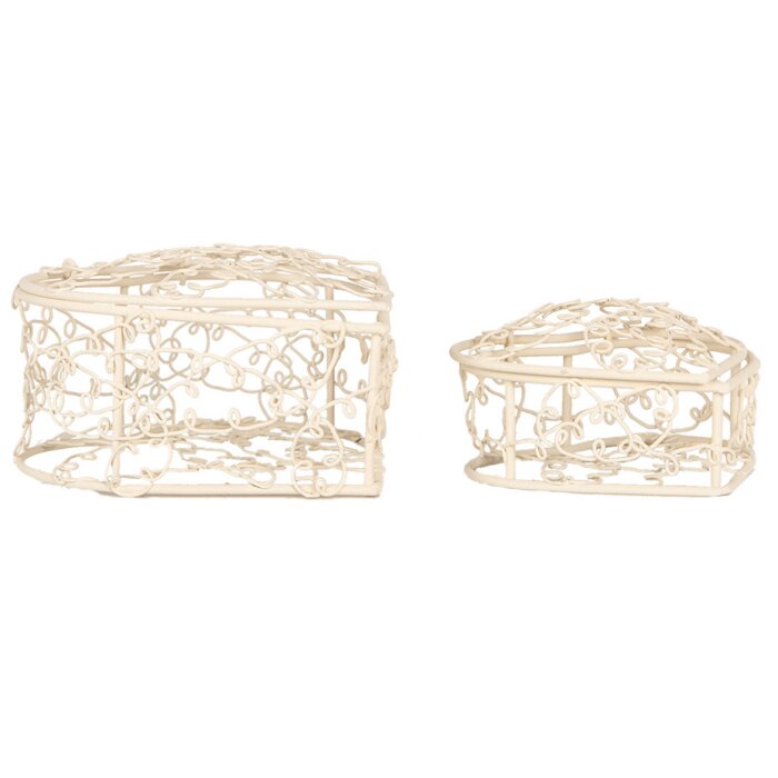 Clayre & Eef 6Y5713 Корзины белые Набор из 2 корзин в стиле кантри 10x10x6 8x8x5 см